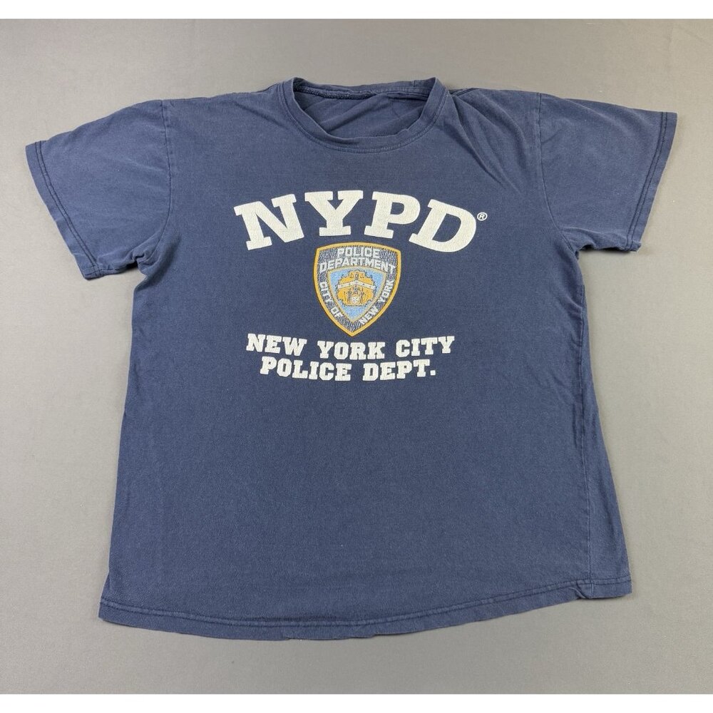 Rare Vintaeg Y2K NYPD New York City Police Dept Navy Blue Shirt Logo Hype